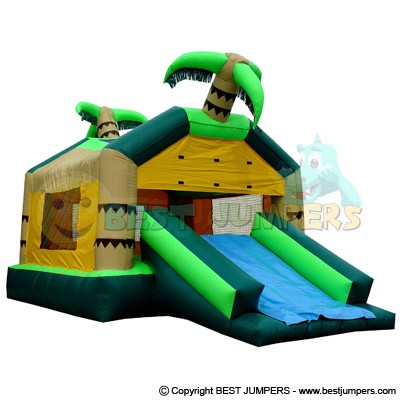 Bounce House Inflatable - Combo Bouncer - Tropical House - Inflatable Bouncer